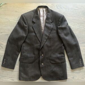 Vintage Oscar De La Renta oversized Brown Blazer Sport Coat brown grey plaid